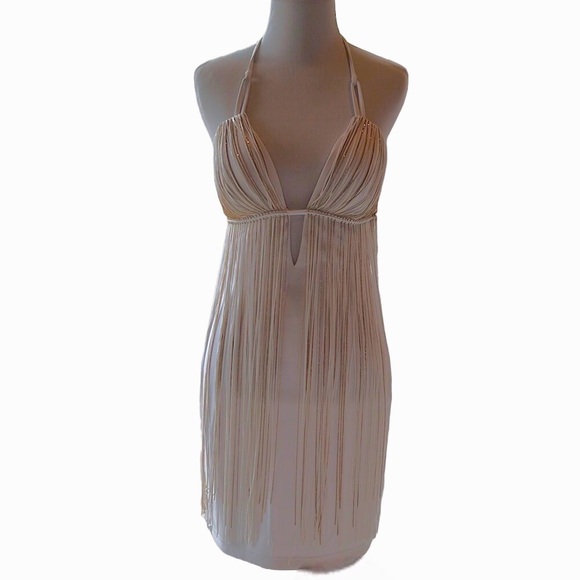 ‼️🔥 Bebe White & Gold Mini Dress 👗 - Picture 2 of 7